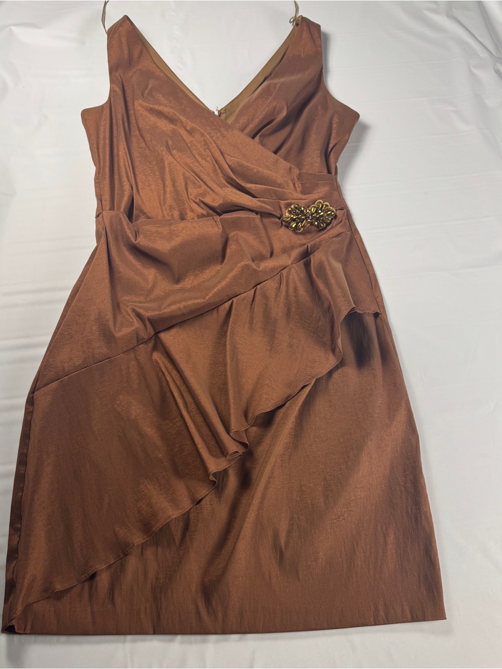 Y2K London Times Cocktail Dress Womens 16 Caramel Bronze Metallic Shimmer